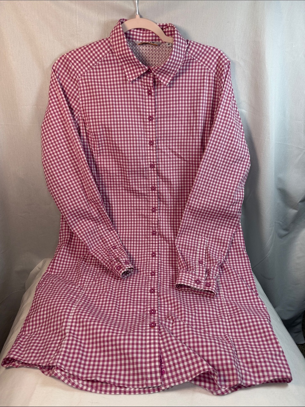 Orvis Women's Magenta and White Gingham Button-Down Shirt size M